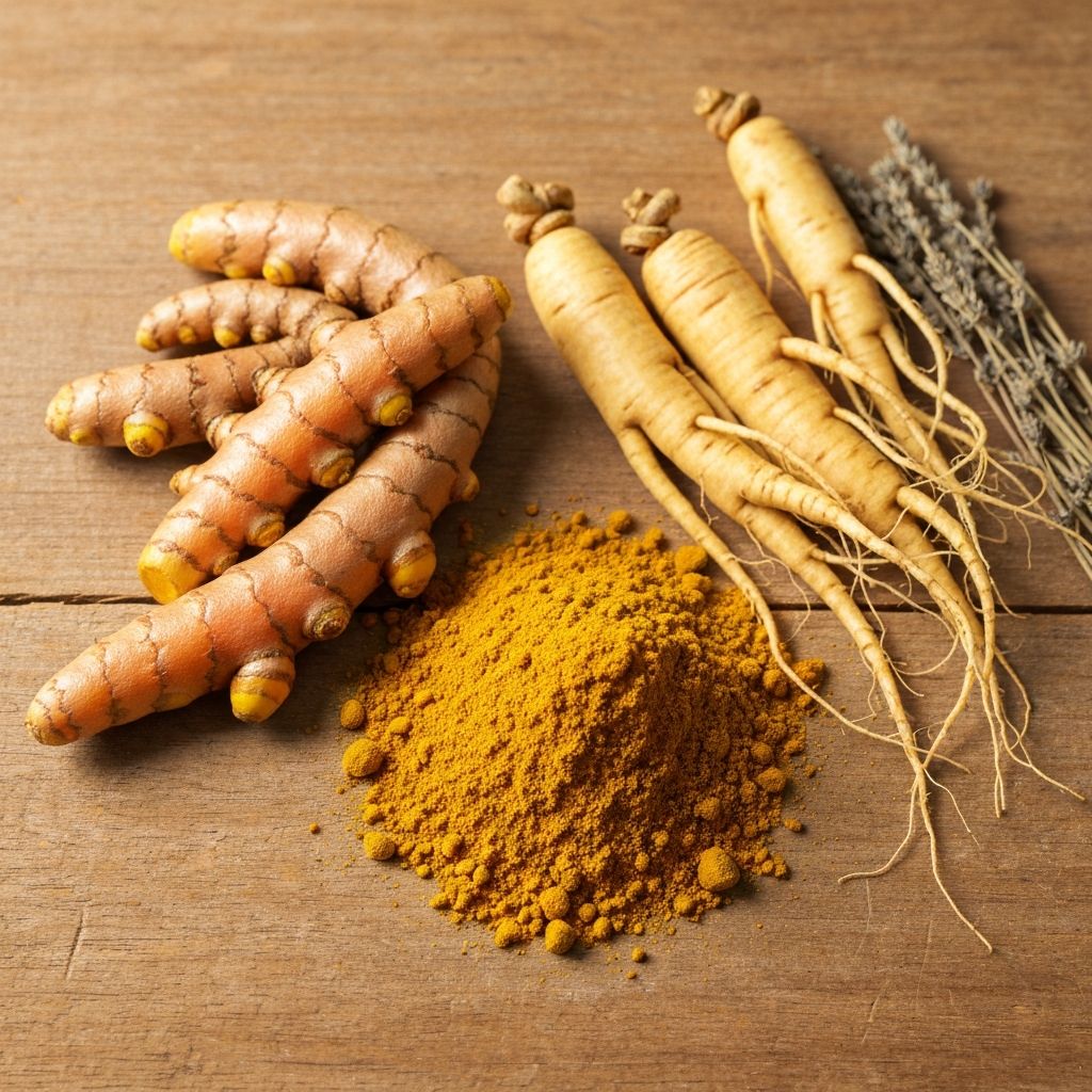 Kurkuma und Ginseng Wurzeln
